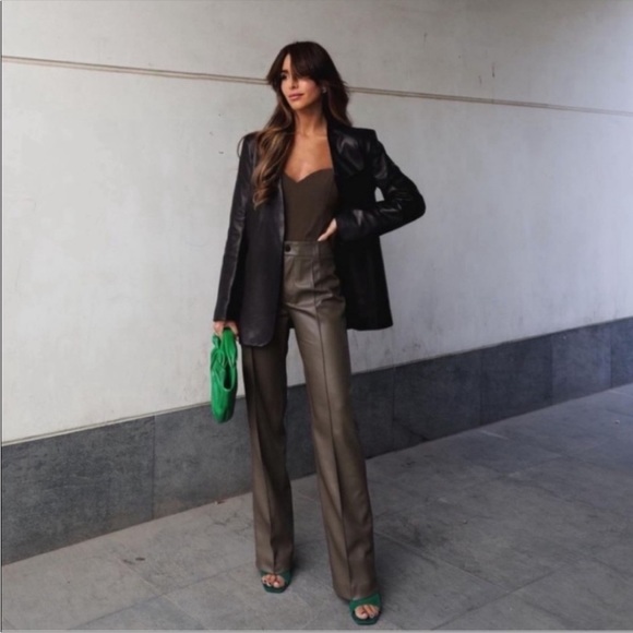 Zara Straight Leg Faux Leather Pants (Francoise Straight Leg) - Picture 4 of 11